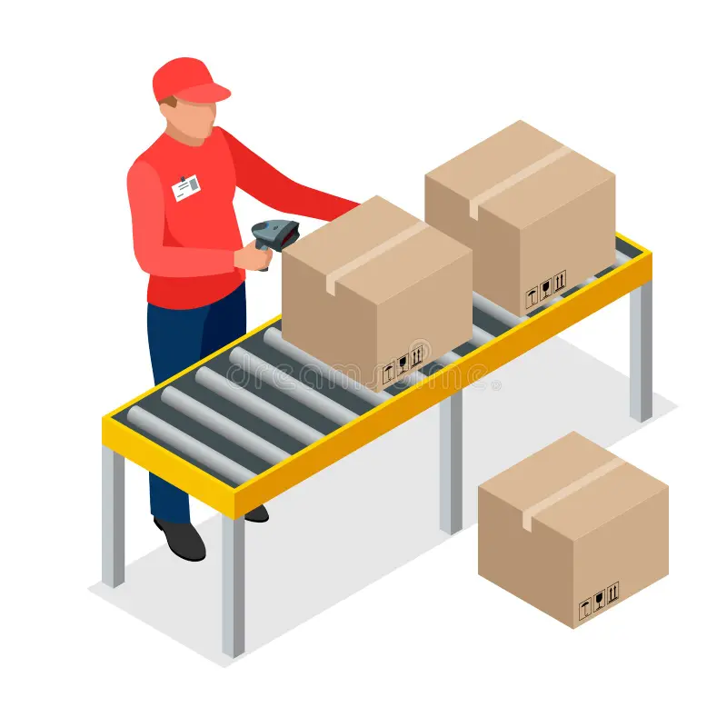 warehouse-manager-warehouse-worker-bar-code-scanner-checking-goods-storage-racks-stock-taking-job-flat-d-vector-72981943